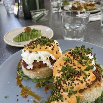 B Bistro + Bakery - Crab Egg Benedict - Bakeries Near Me - Miami, Florida