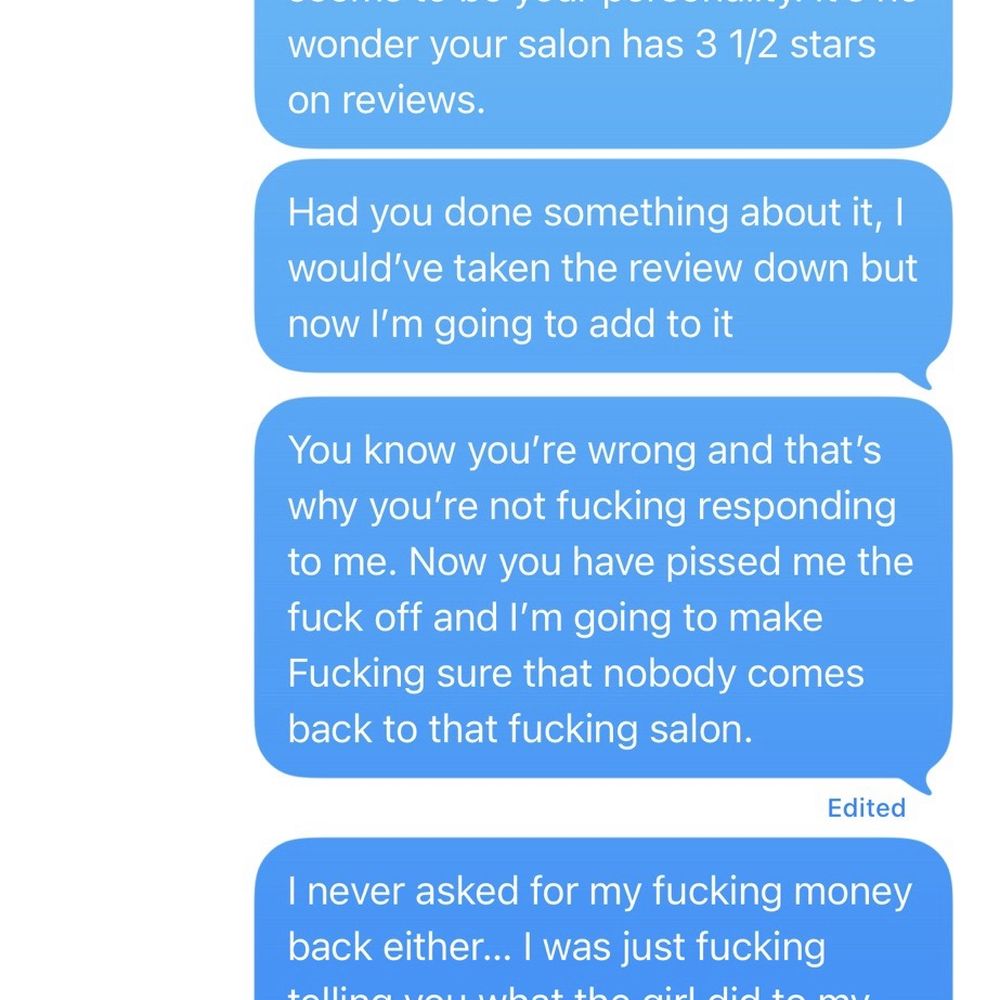 These are the messages that I received from the owner and my response to her.