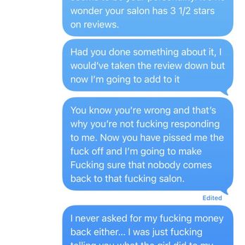 Studio KP - These are the messages that I received from the owner and my response to her. - Hair Salons Near Me - Metairie, Louisiana
