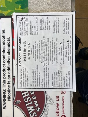 Menu photo 2 Hot Shot Food Store Fort Worth, TX
