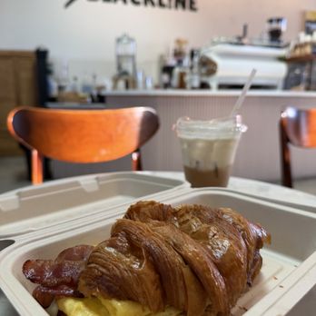 Black Line - Bacon egg croissant sando with honey vanilla latte - Coffee & Tea Near Me - Los Angeles, California Black Line - Bacon egg croissant sando with honey vanilla latte - Coffee & Tea Near Me - Los Angeles, California