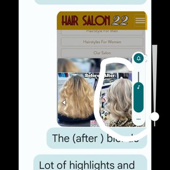 Hair Salon 22 - Circle in white circle is the color supposed to have gotten called a white blonde. - Hair Salons Near Me - San Jose, California