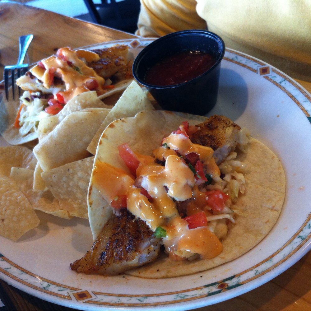 The Reef - Wicked Fish Tacos with grilled grouper and a side of chips and salsa. - Seafood Near Me - Biloxi, Mississippi The Reef - Wicked Fish Tacos with grilled grouper and a side of chips and salsa. - Seafood Near Me - Biloxi, Mississippi