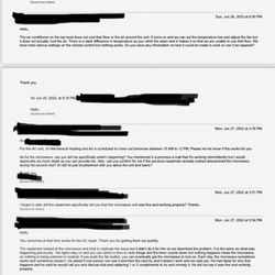 Rusticane Appliance Repair - Conversation with my tenants, 2/2. Names are redacted to protect my and my tenants' privacy.