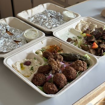 Mediterranean Oasis - Veggie plate and gyro plate. Both customized with no rice. - Mediterranean Near Me - Shoreline, Washington