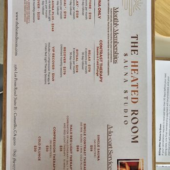 The Heated Room - Price lists - Saunas Near Me - Camarillo, California The Heated Room - Price lists - Saunas Near Me - Camarillo, California