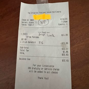 The Original Pancake House - Egg Benedict was charged in Irish Benedict price. - Breakfast & Brunch Near Me - Baltimore, Maryland