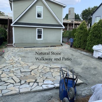 Markham Visuals - Markham Visuals installing Natural Stone Patio and Walkway . We removed existing deck, patio, walkway, fire pit, and landscaping. - Landscape Architects or Designers Near Me Markham Visuals - Markham Visuals installing Natural Stone Patio and Walkway . We removed existing deck, patio, walkway, fire pit, and landscaping. - Landscape Architects or Designers Near Me