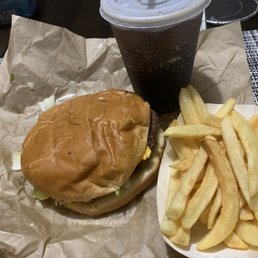 Bacon cheeseburger Dr Pepper french fries