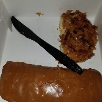 Amy's Donuts - Maple bacon. Maple long John with Bavarian cream. You choose which cream. - Donuts Near Me - Denton, Texas Amy's Donuts - Maple bacon. Maple long John with Bavarian cream. You choose which cream. - Donuts Near Me - Denton, Texas