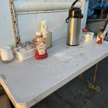 Top's Deli - Condiments table with coffee - Delis Near Me - Honolulu, Hawaii