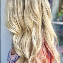 Salon Lily - Love the red streak on that perfect blonde!