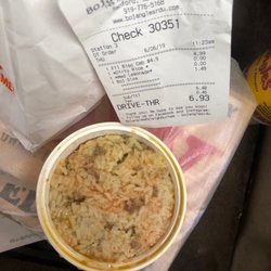 Bojangles - 5 hrs later and the rice is swollen and still has water in it.