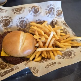 Bull Smash - Smashburger and regular fries - Burgers Near Me - Fresno, California Bull Smash - Smashburger and regular fries - Burgers Near Me - Fresno, California