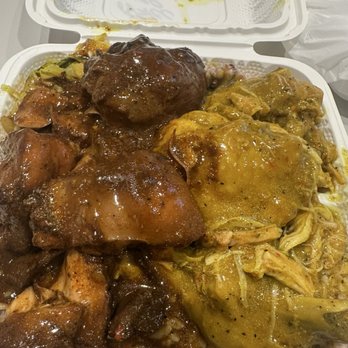 Ocean Blui Grill - Brown Stew Chicken and Curry Chicken with Rice and Peas and Sauted cabbage - Caribbean Near Me - Waldorf, Maryland Ocean Blui Grill - Brown Stew Chicken and Curry Chicken with Rice and Peas and Sauted cabbage - Caribbean Near Me - Waldorf, Maryland