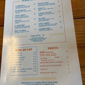 TLC Austin - Drink menu - American Near Me - Austin, Texas