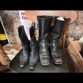 Shoe Repair - Right boot before pic, dog chewed up the toe:( u can see through it - Shoe Repair Near Me - San Francisco, California Shoe Repair - Right boot before pic, dog chewed up the toe:( u can see through it - Shoe Repair Near Me - San Francisco, California