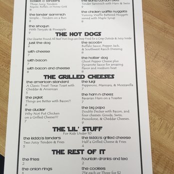 Table 64 - the menu for the hot dogs - Burgers Near Me - Whiteville, Tennessee