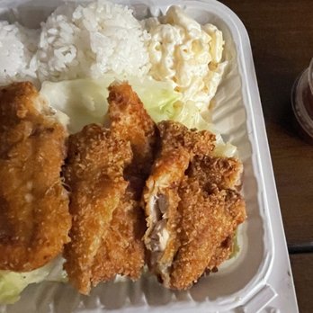 Ono Hawaiian BBQ - Chicken Katsu with rice, cabbage, and macaroni salad - Hawaiian Near Me - Tracy, California Ono Hawaiian BBQ - Chicken Katsu with rice, cabbage, and macaroni salad - Hawaiian Near Me - Tracy, California