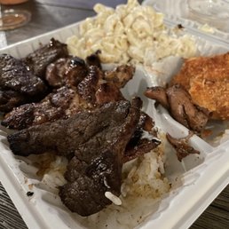 Chicken & Beef Combo...double rice/Mac salad...no veggies Chicken & Beef Combo...double rice/Mac salad...no veggies