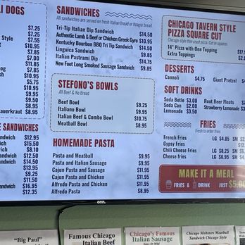 Stefono’s Sapori D’ Italia - Their sandwiches, etc. I didn't catch all of the front of the menu - Hot Dogs Near Me - Nipomo, California