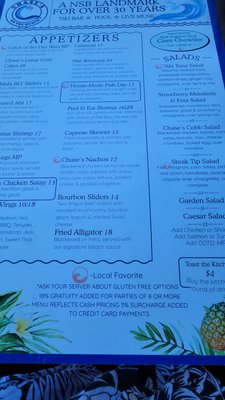 Menu photo 3 Chase's on the Beach New Smyrna Beach, FL