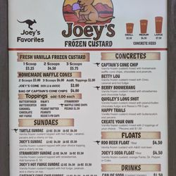 Joey’s Frozen Custard - Menu
