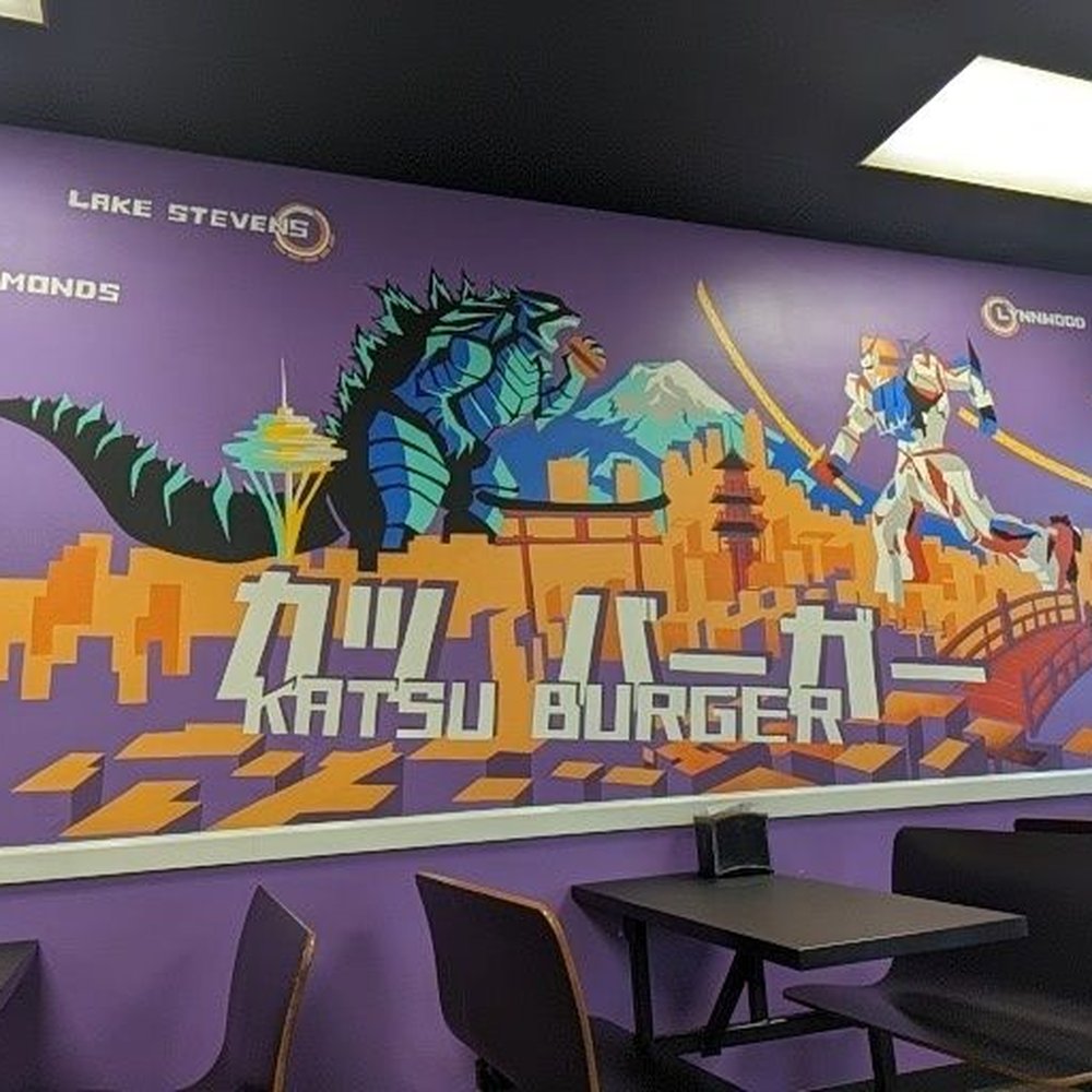 Katsu Burger - Gundam needs to leave Gorjira to his burgery-goodness! - Japanese Near Me - Kent, Washington