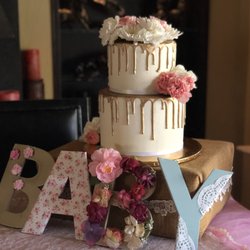 Gold Drip Baby Shower Cake