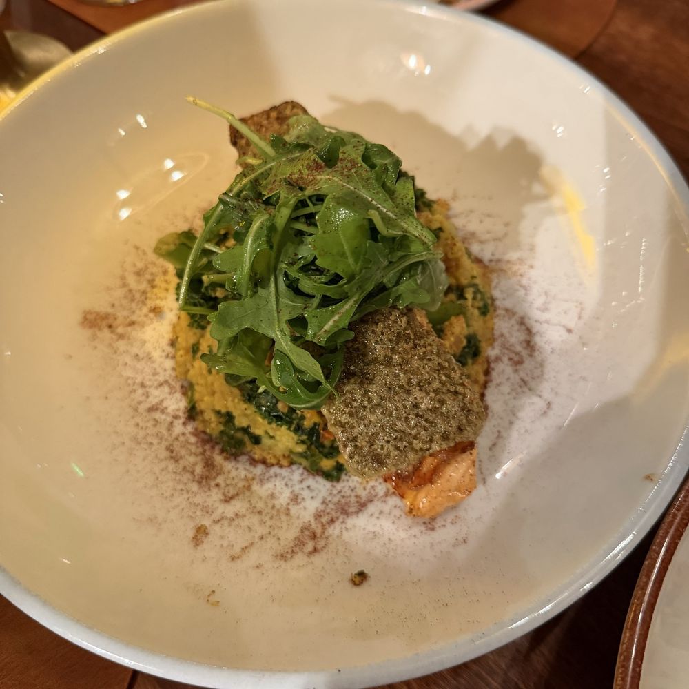 Alora Social - Walnut za'atar crusted salmon - Mediterranean Near Me - San Ramon, California Alora Social - Walnut za'atar crusted salmon - Mediterranean Near Me - San Ramon, California