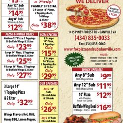 Fox Pizza & Subs - Updated menu for 2025