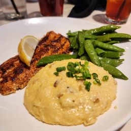 Trout, corn grits, snap beans Trout, corn grits, snap beans