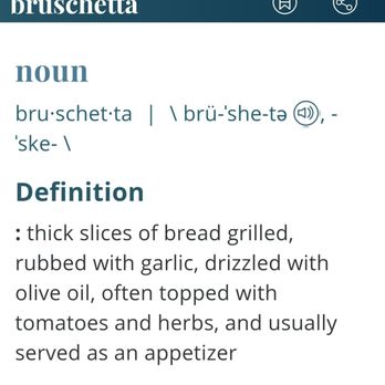 Table 59 - Bruschetta definition. - Italian Near Me - Merced, California