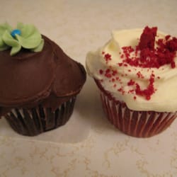 Lilac Bakery - Left: classic chocolate. right: red velvet