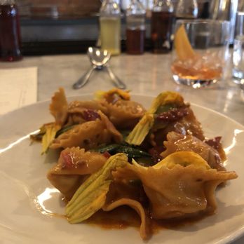 SRV Boston - Shrimp stuffed pasta with spicy chili sauce - Italian Near Me - Boston, Massachusetts