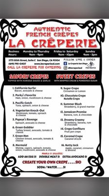 Menu photo 7 La Creperie San Diego, CA