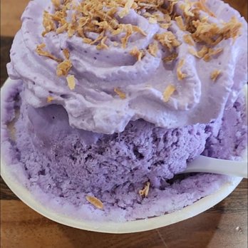 Wailua Shave Ice - DA UBE ONE Ube & Coconut Milk, Ube Foam, Roasted Coconut Flakes. $7.50 January 2023 - Shaved Ice Near Me - Kapaa, Hawaii Wailua Shave Ice - DA UBE ONE Ube & Coconut Milk, Ube Foam, Roasted Coconut Flakes. $7.50 January 2023 - Shaved Ice Near Me - Kapaa, Hawaii