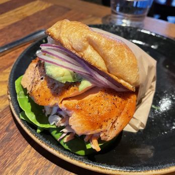 Von's 1000Spirits - King Salmon Avocado Hamburg** - New American Near Me - Seattle, Washington Von's 1000Spirits - King Salmon Avocado Hamburg** - New American Near Me - Seattle, Washington