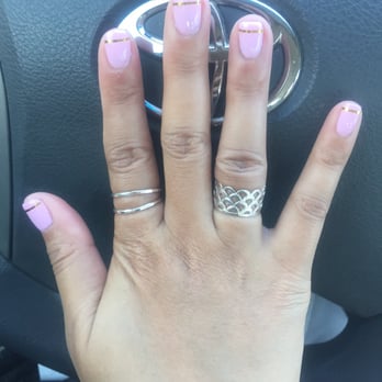 Golden Nails - Gelish mani with gold strip decals. - Nail Salons Near Me - Honolulu, Hawaii Golden Nails - Gelish mani with gold strip decals. - Nail Salons Near Me - Honolulu, Hawaii