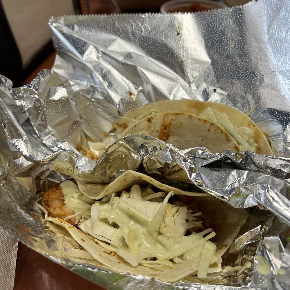 East Coast Taco - Special blackened shrimp tacos with slaw and pineapple salsa with a very spicy garlic habanero in house hot sauce !! - Mexican Near Me - Niantic, Connecticut