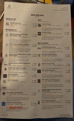 Menu photo 1 Brew Merchant Holland, MI