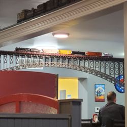Trains overhead.
