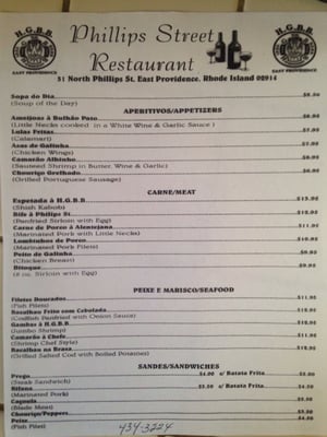 Menu photo 4 Phillips Street Restaurant East Providence, RI