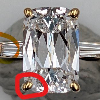 Brilliant Earth - Photo provided by corporate from warehouse post intervention, still showing sloppy work from uneven prongs to asymmetric side stones - Accessories Near Me - Santa Monica, California Brilliant Earth - Photo provided by corporate from warehouse post intervention, still showing sloppy work from uneven prongs to asymmetric side stones - Accessories Near Me - Santa Monica, California