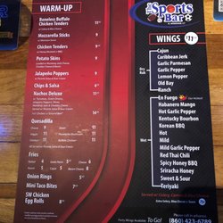 The Sports Bar - Menu
