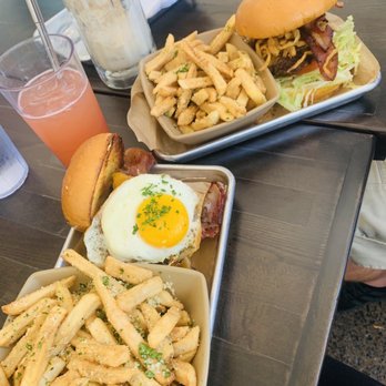 Burger Bench - Smokehouse Burger, Sunrise Burger and truffle fries - American Near Me - Escondido, California Burger Bench - Smokehouse Burger, Sunrise Burger and truffle fries - American Near Me - Escondido, California