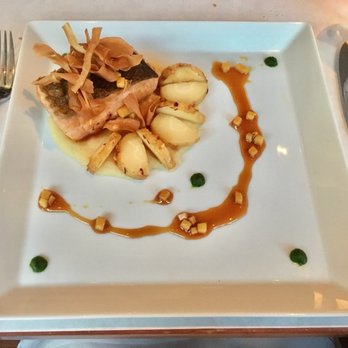 Aqua Pazza - Sapphire Salmon / Parsnip Trio / Smoked Apple Gastrique - Italian Near Me - Boston, Massachusetts Aqua Pazza - Sapphire Salmon / Parsnip Trio / Smoked Apple Gastrique - Italian Near Me - Boston, Massachusetts