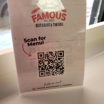 famous Restaurant - a qr code on a menu - Tacos Near Me - Lawrence, Massachusetts
