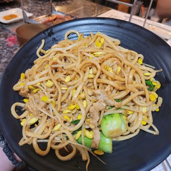 Yangji Bbq - a plate of noodles and vegetables - Chinese Near Me - Palisades Park, New Jersey Yangji Bbq - a plate of noodles and vegetables - Chinese Near Me - Palisades Park, New Jersey