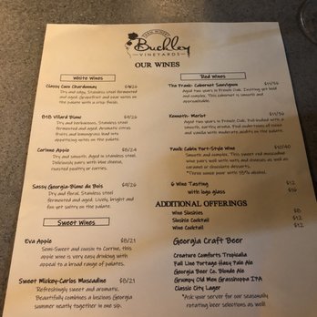 Buckley Vineyards - Menu - Wineries Near Me - Ellijay, Georgia